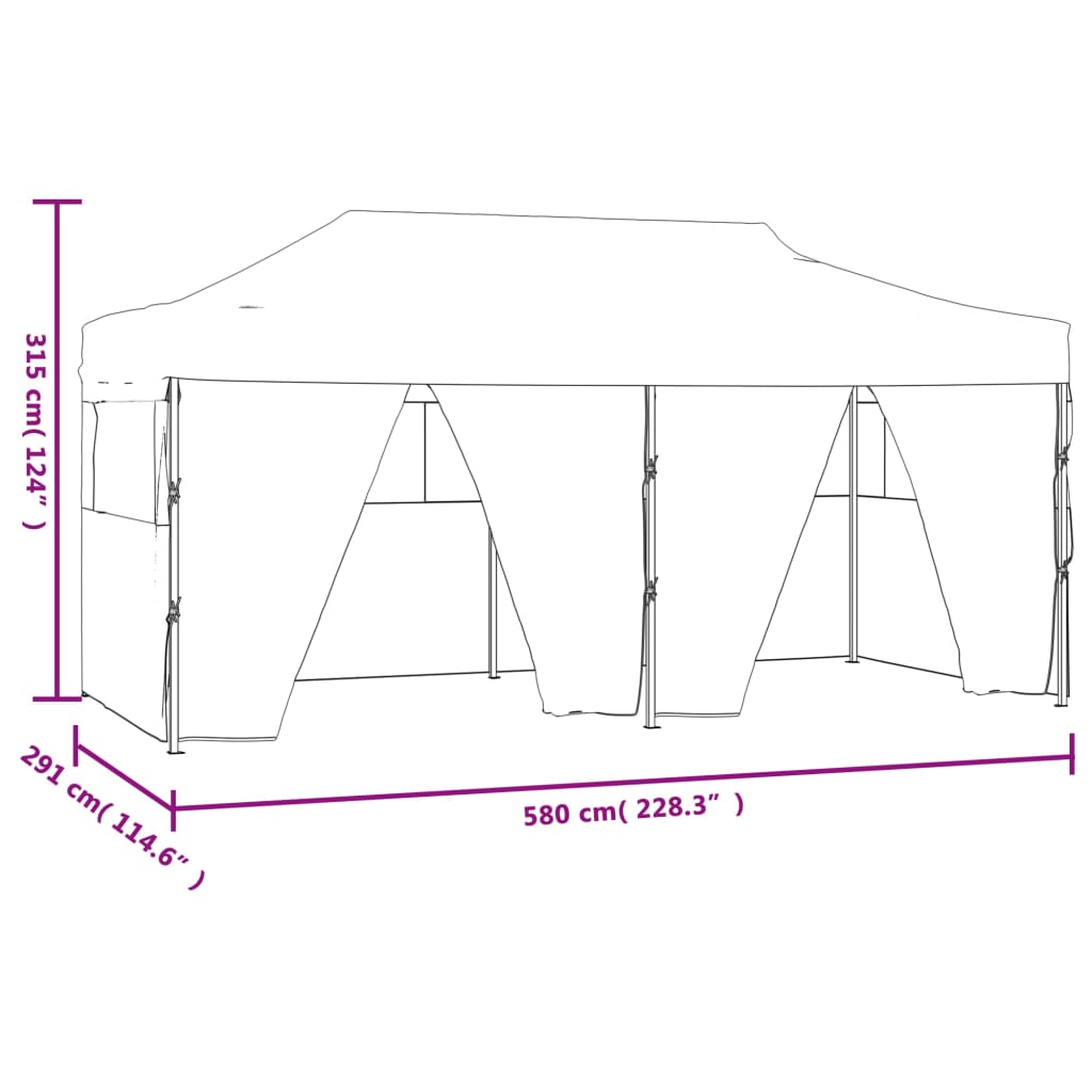 Cort de petrecere pliabil cu 4 pereți, albastru, 3 x 6 m, oțel