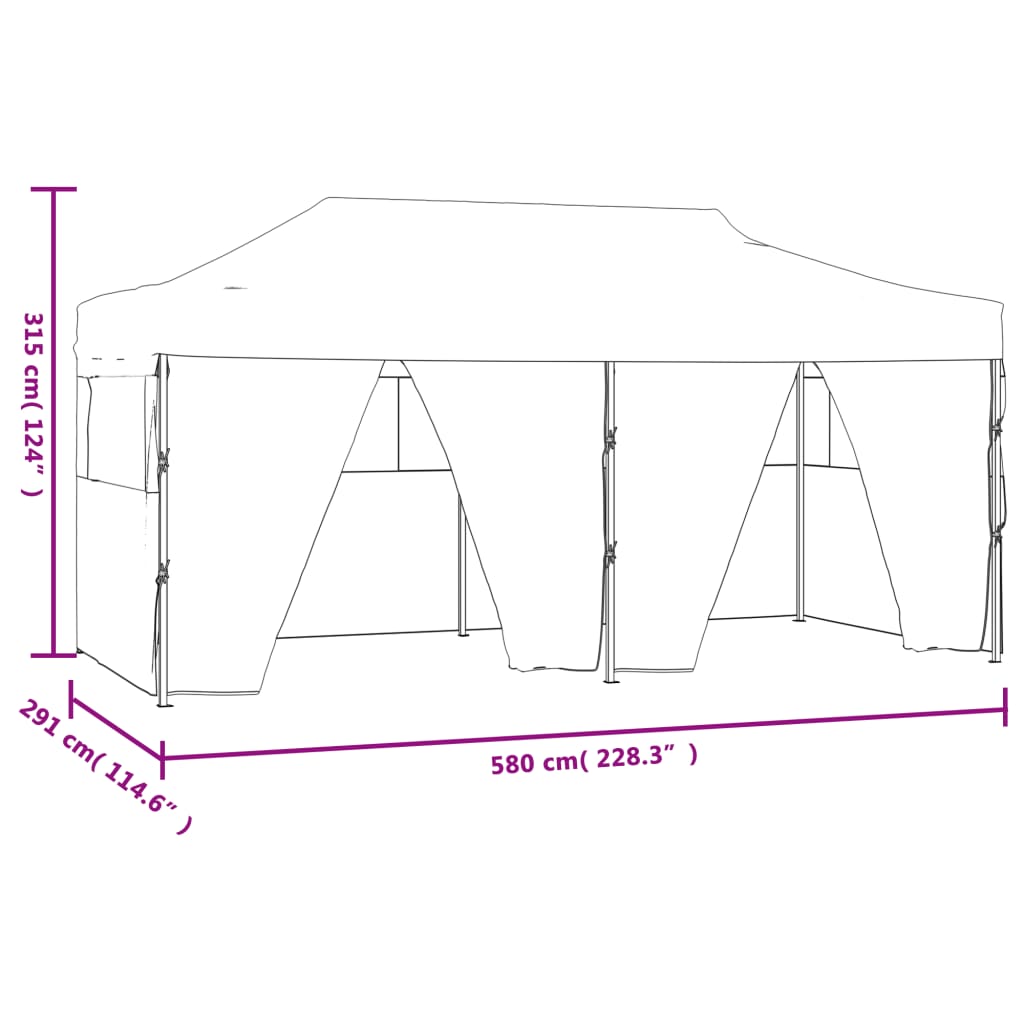 Cort de petrecere pliabil cu 4 pereți, crem, 3 x 6 m, oțel