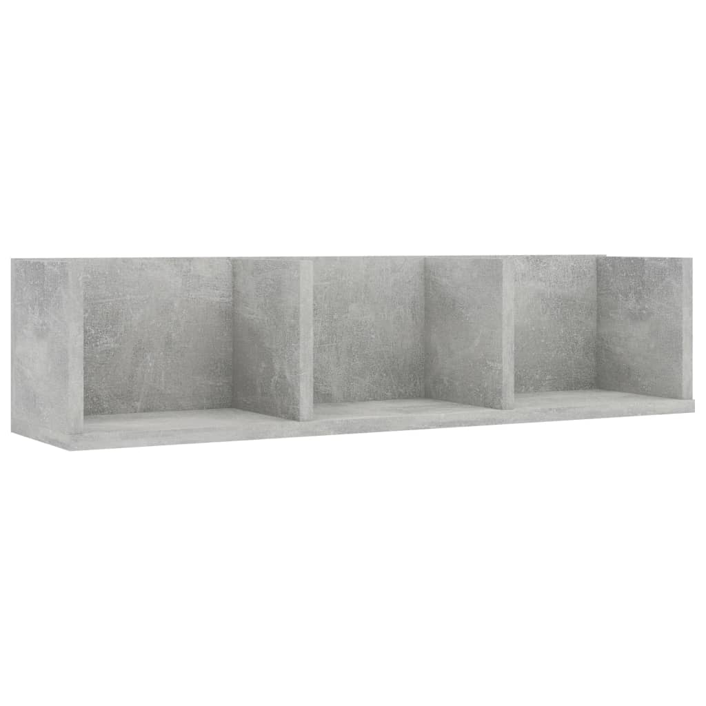 Raft de perete CD-uri, gri beton, 75x18x18 cm, lemn prelucrat