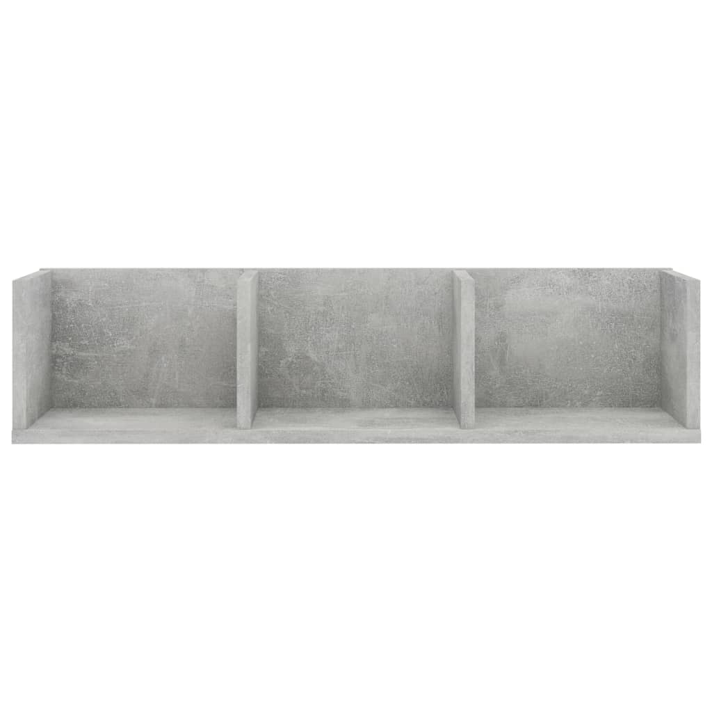 Raft de perete CD-uri, gri beton, 75x18x18 cm, lemn prelucrat