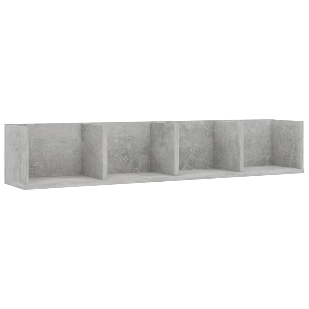 Raft de perete CD-uri, gri beton, 100x18x18 cm, lemn prelucrat