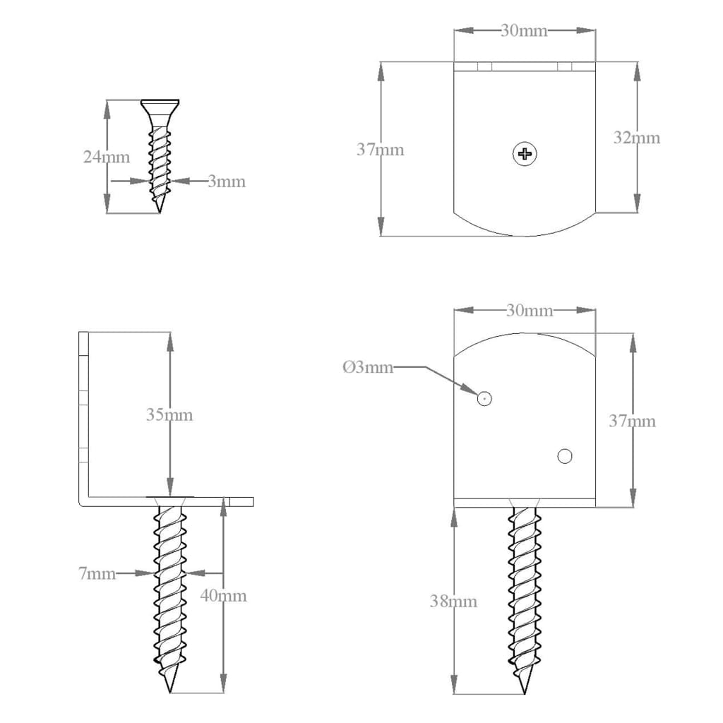 Suporturi panou gard, formă L, 4 buc, metal galvanizat