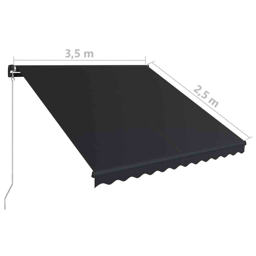 Copertină retractabilă manual, antracit, 350 x 250 cm