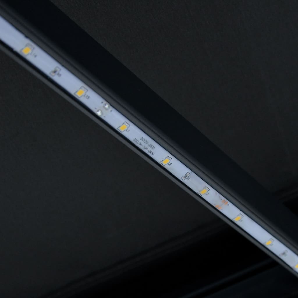 Copertină retractabilă cu senzor vânt & LED antracit 600x300 cm