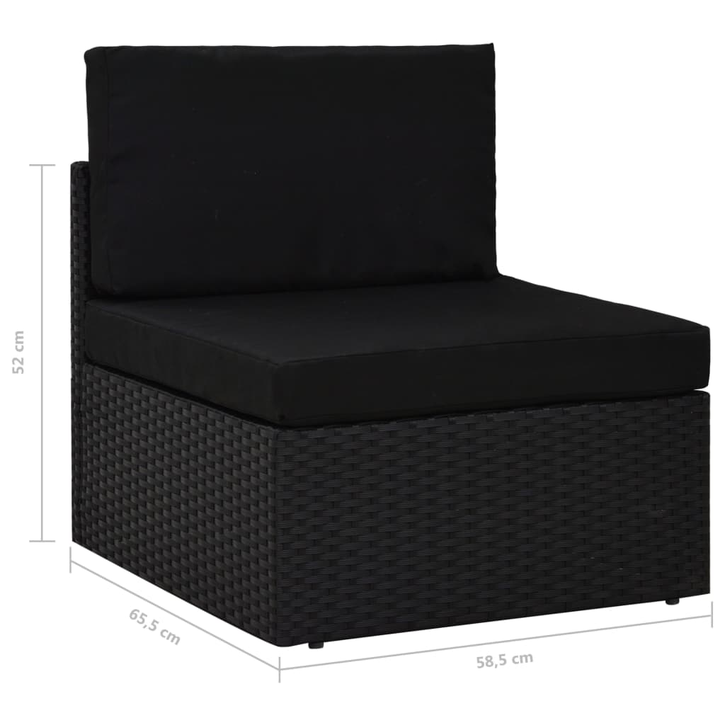 Set mobilier de grădină, 2 piese, negru, poliratan