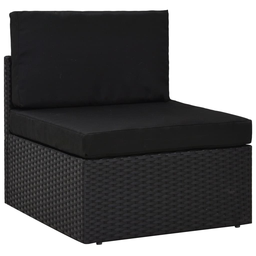 Set mobilier de grădină, 2 piese, negru, poliratan