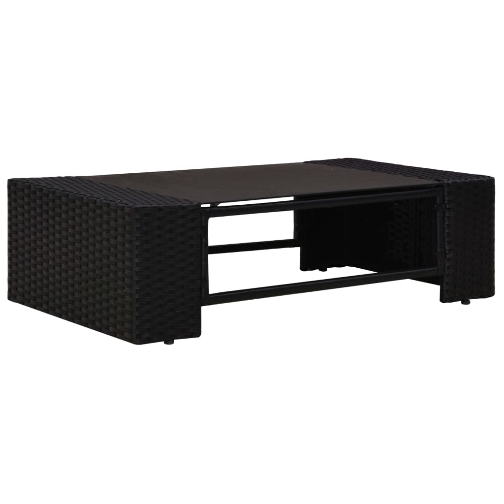 Set mobilier de grădină, 2 piese, negru, poliratan