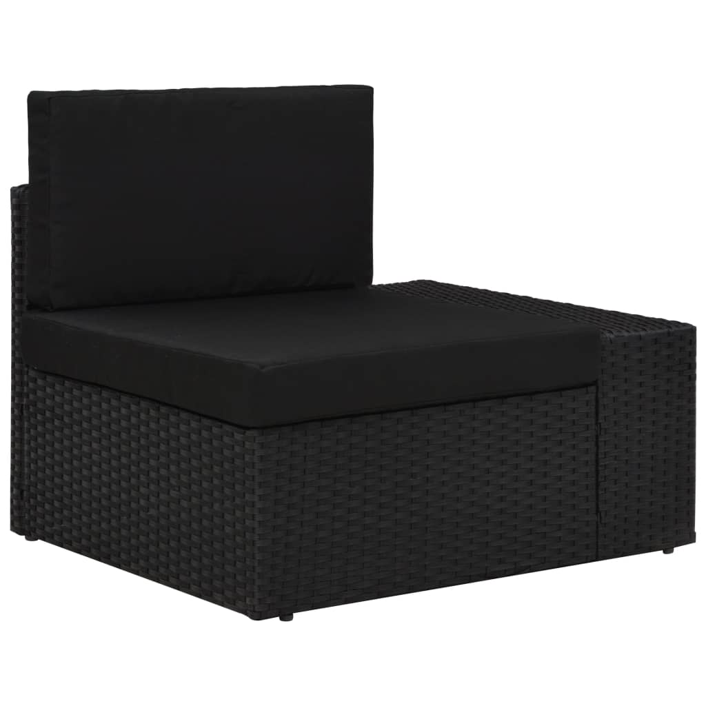 Set mobilier de grădină, 3 piese, negru, poliratan