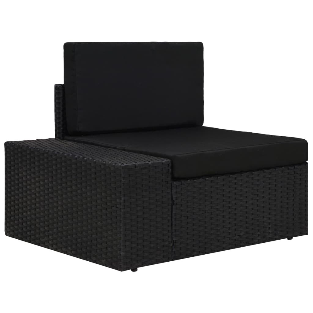 Set mobilier de grădină, 3 piese, negru, poliratan