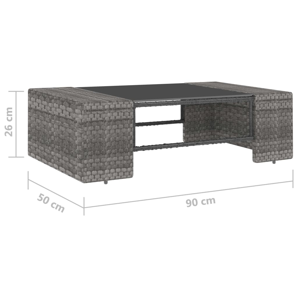 Set mobilier de grădină, 2 piese, gri, poliratan