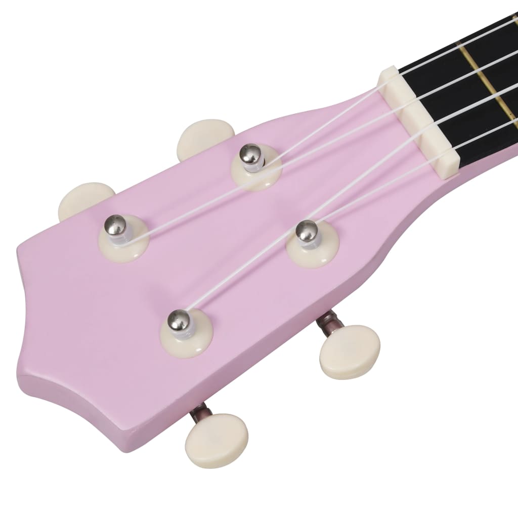 Set ukulele soprano, cu husă, pentru copii, roz, 21"