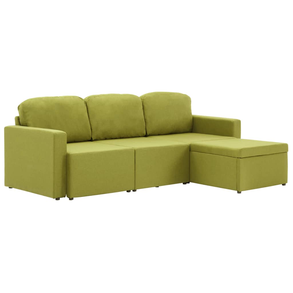 Canapea extensibilă modulară, 3 locuri, verde, material textil