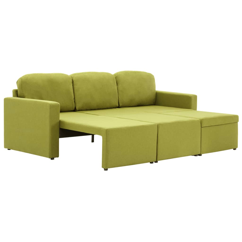 Canapea extensibilă modulară, 3 locuri, verde, material textil