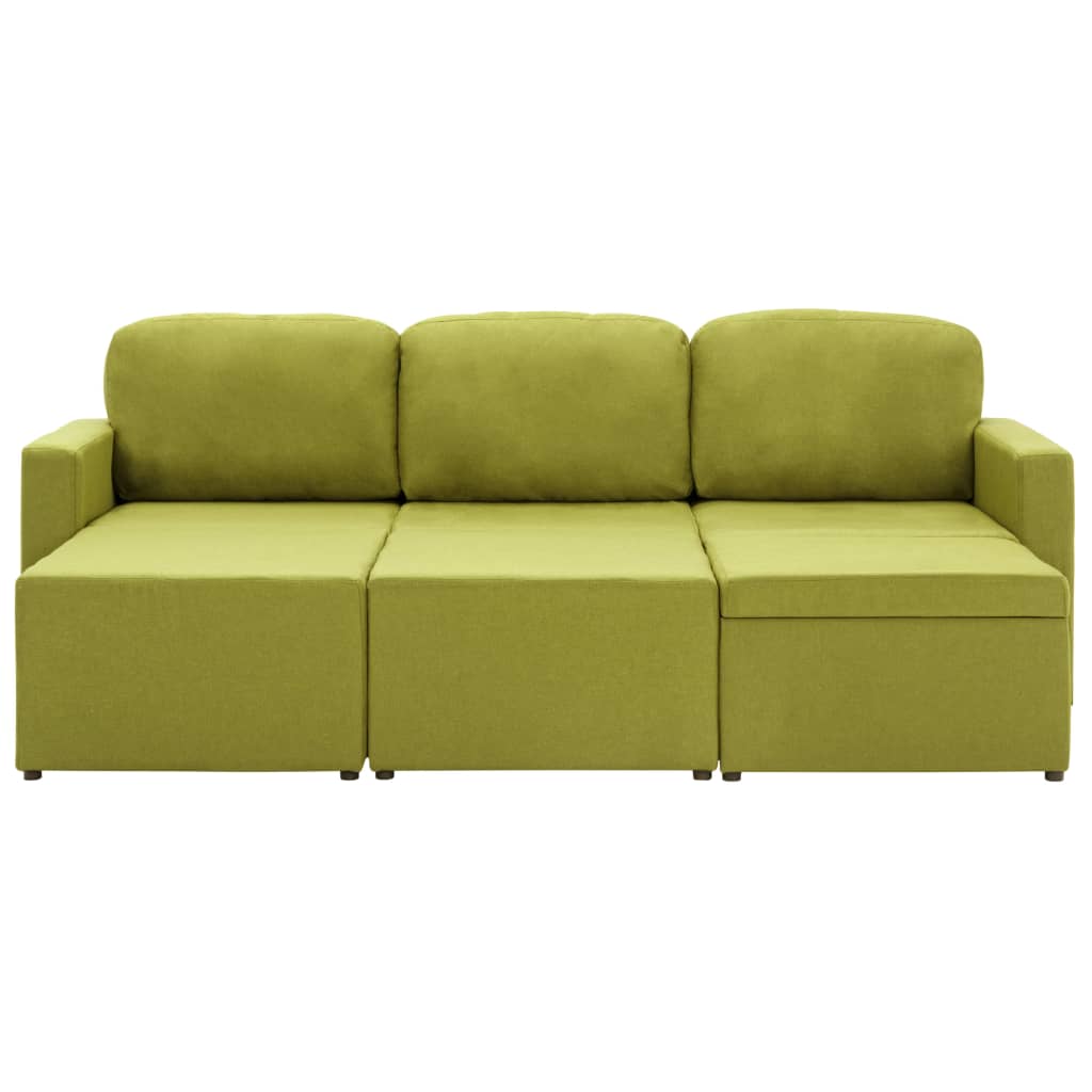 Canapea extensibilă modulară, 3 locuri, verde, material textil