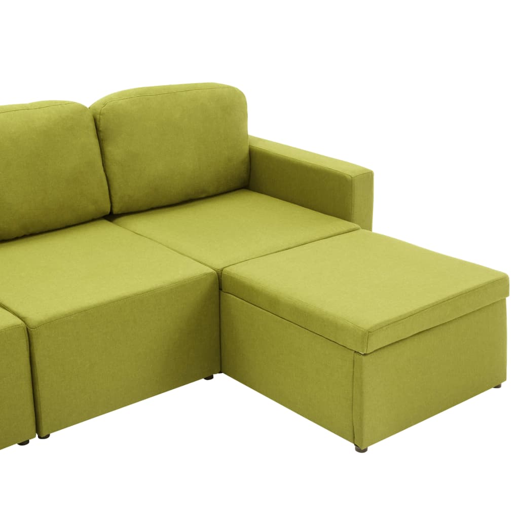 Canapea extensibilă modulară, 3 locuri, verde, material textil