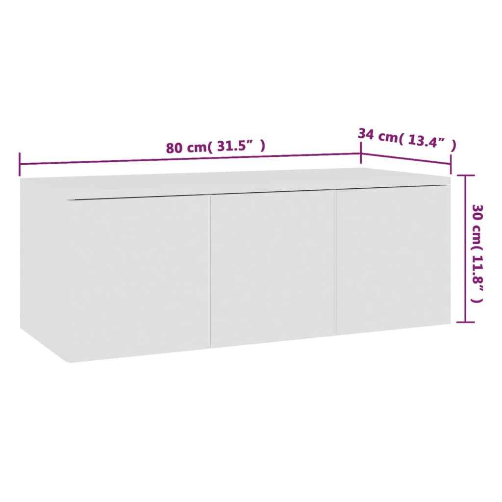 Dulap TV, alb, 80x34x30 cm, lemn prelucrat