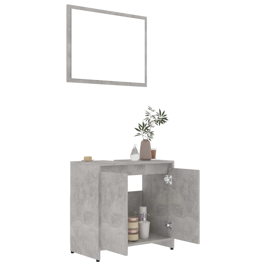 Set mobilier de baie, gri beton, PAL