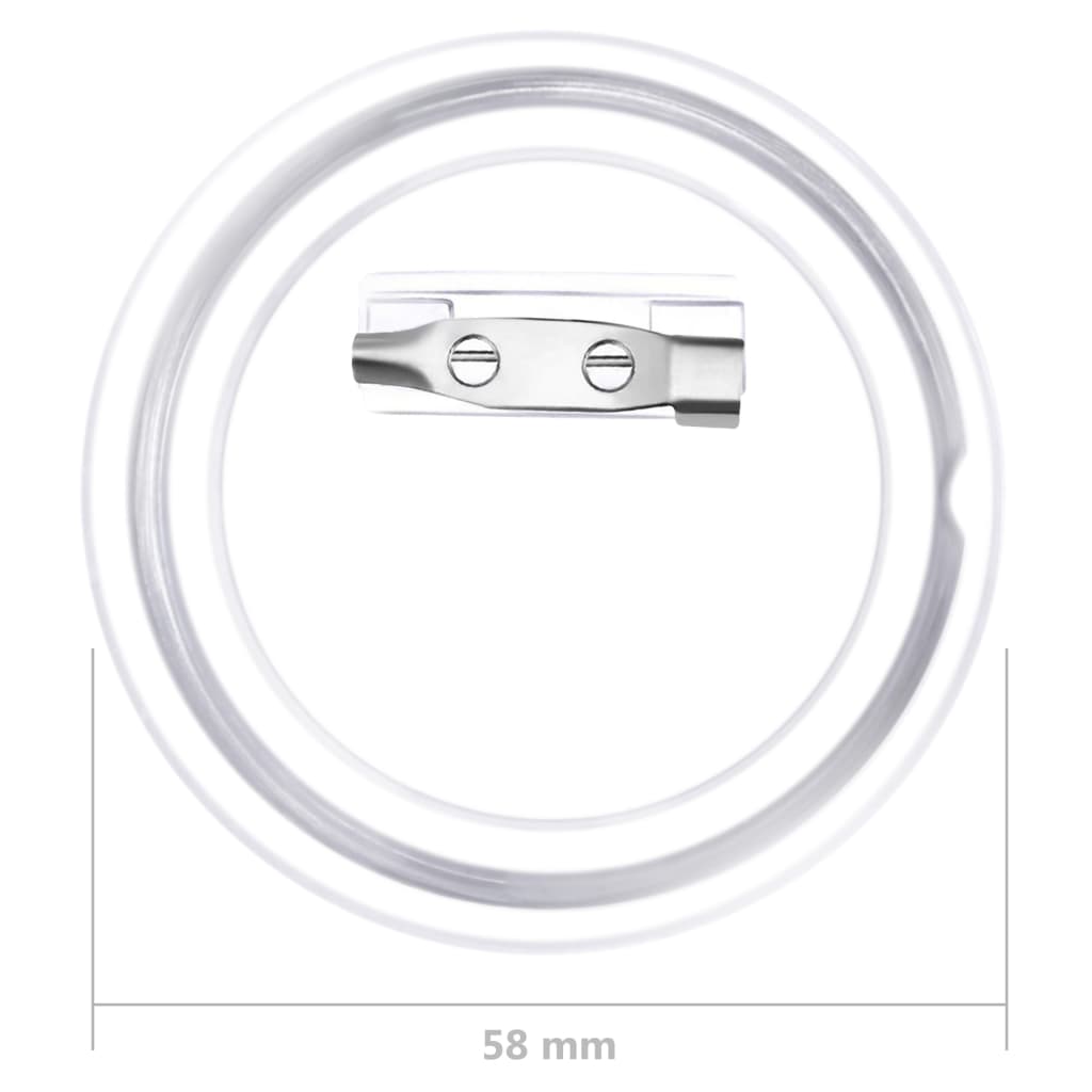 Set de ecusoane cu ac, 100 seturi, 58 mm, acril