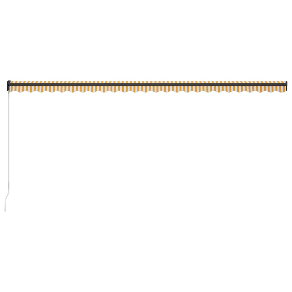 Copertină retractabilă manual, galben și alb, 600 x 300 cm