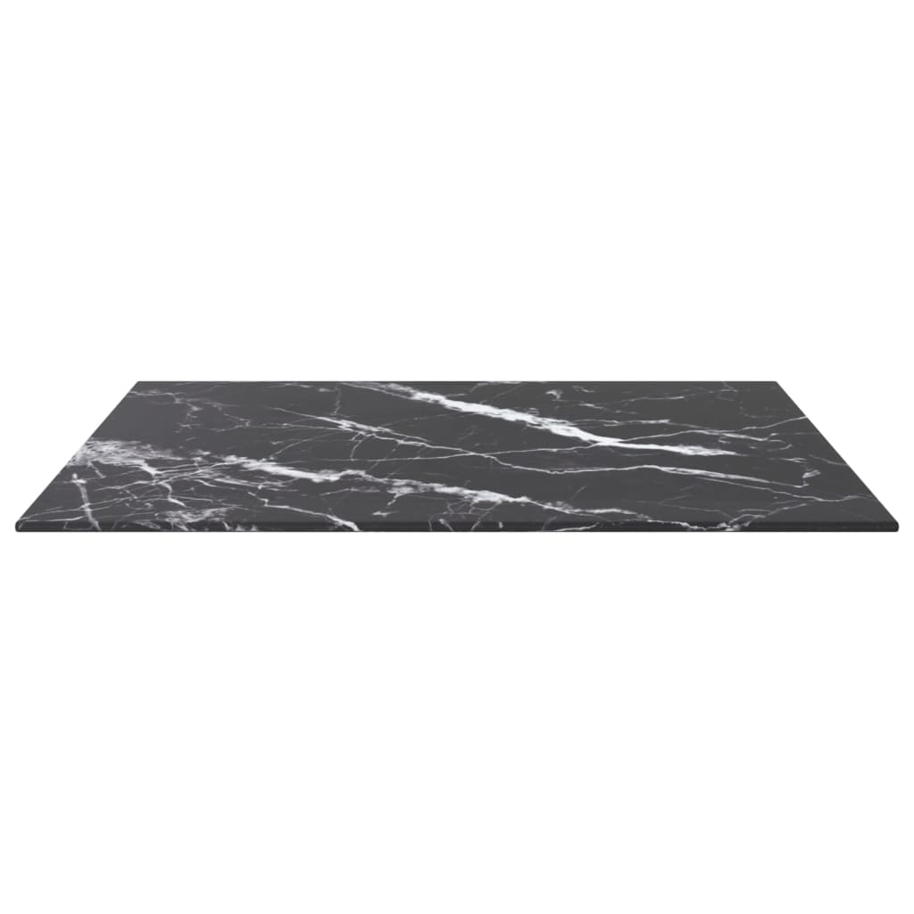 Blat masă negru 60x60cm 6mm sticlă securizată design de marmură