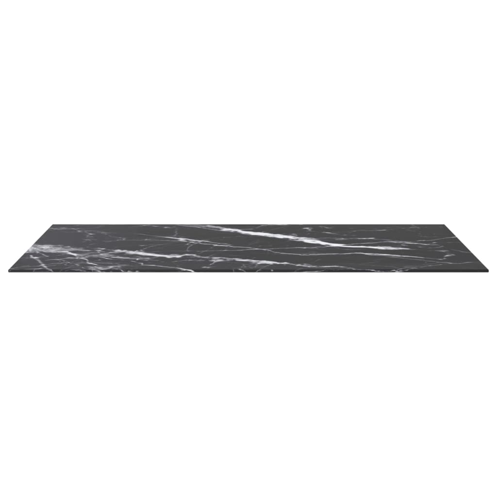 Blat masă negru 120x65 cm 8mm sticlă securizată design marmură