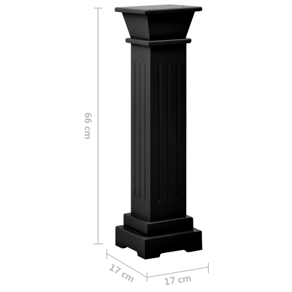 Suport plante clasic formă stâlp pătrat negru 17x17x66 cm MDF