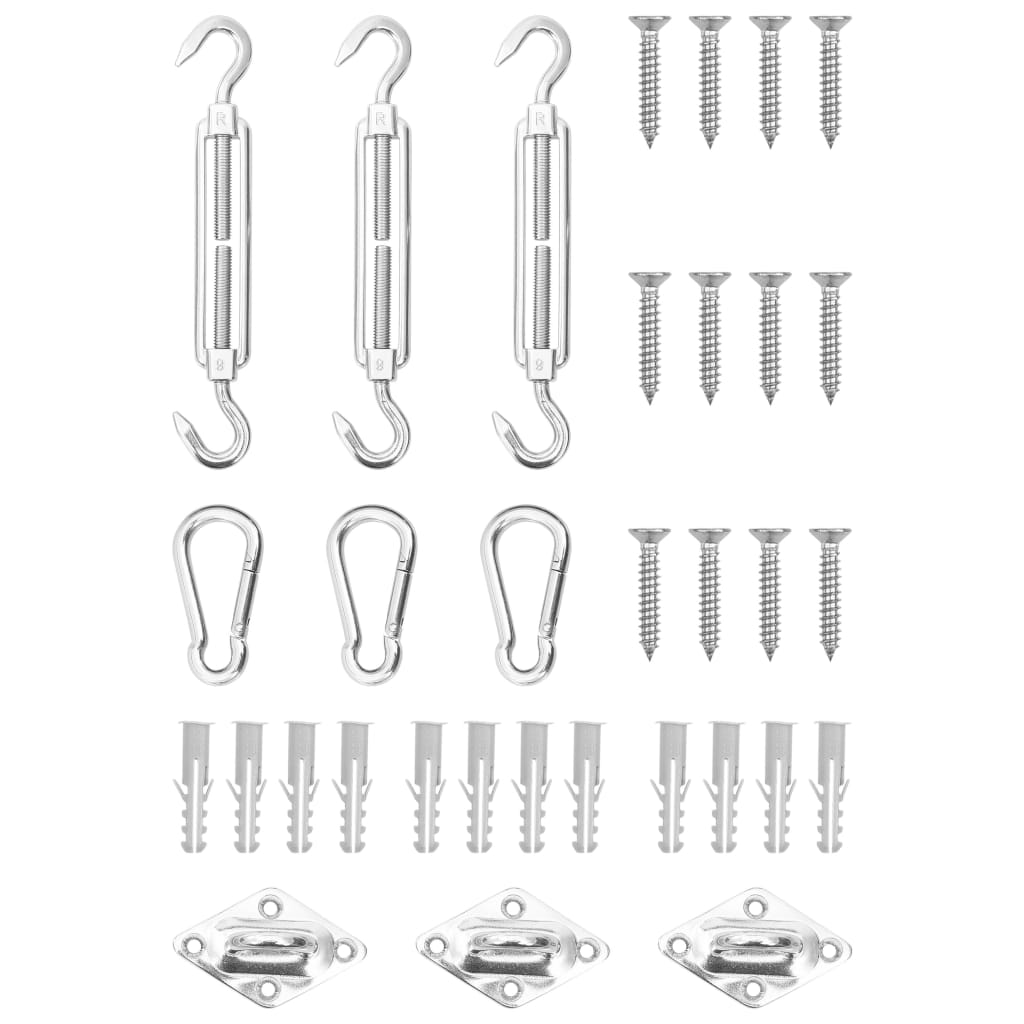 Set de accesorii parasolar, 9 piese, oțel inoxidabil