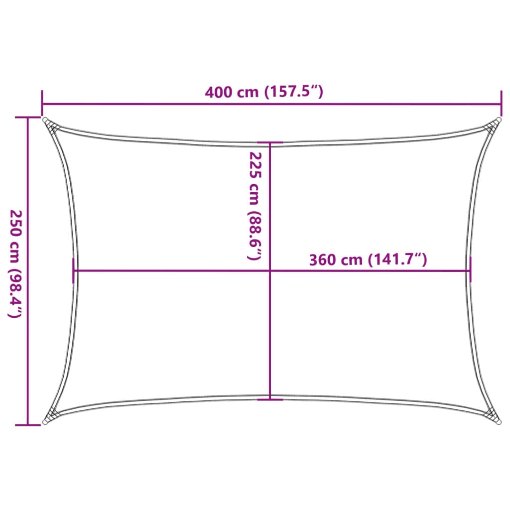 Pânză parasolar, antracit, 2,5 x 4 m, HDPE, 160 g/m²