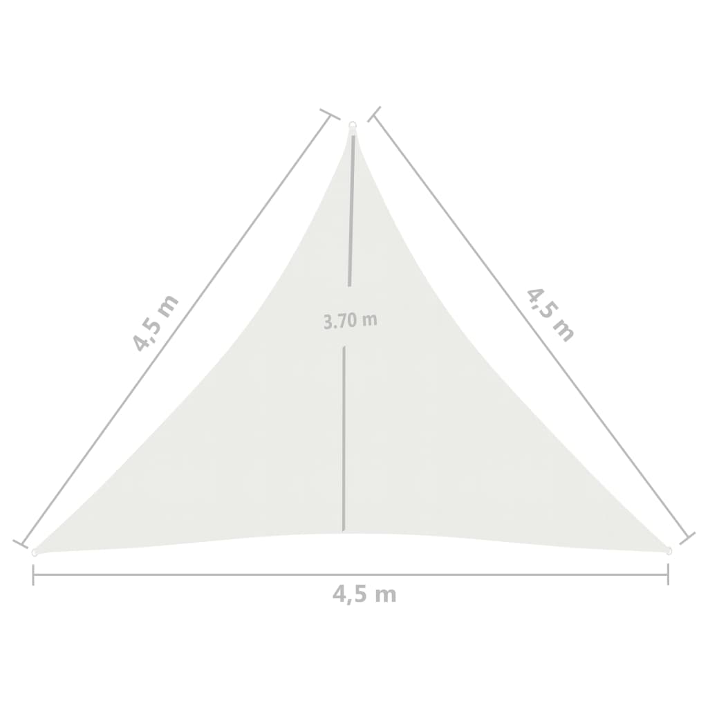 Pânză parasolar, alb, 4,5x4,5x4,5 m, HDPE, 160 g/m²