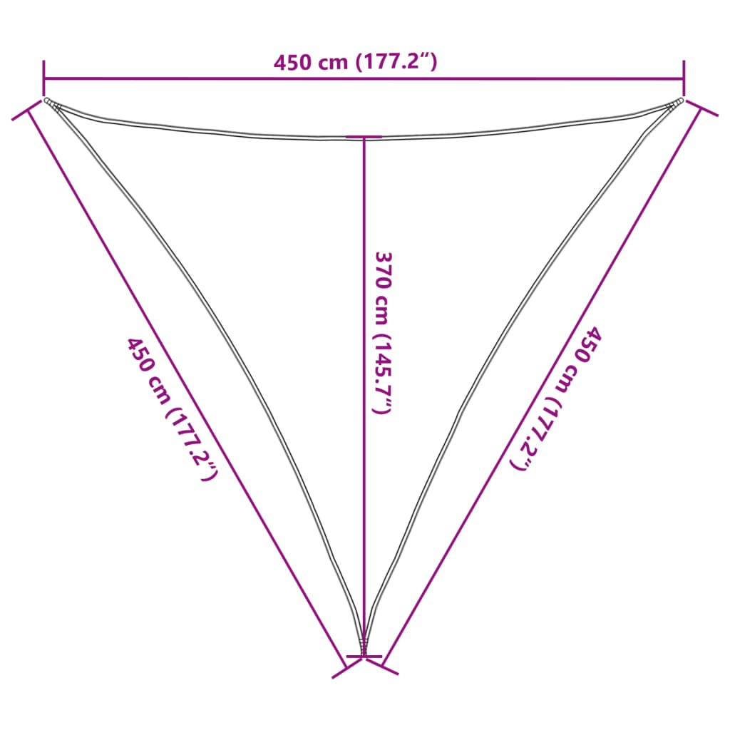 Pânză parasolar, alb, 4,5x4,5x4,5 m, HDPE, 160 g/m²