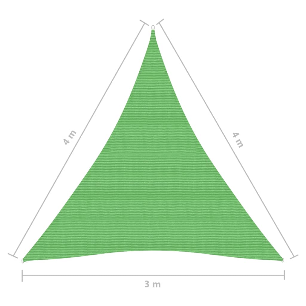 Pânză parasolar, verde deschis, 3x4x4 m, HDPE, 160 g/m²