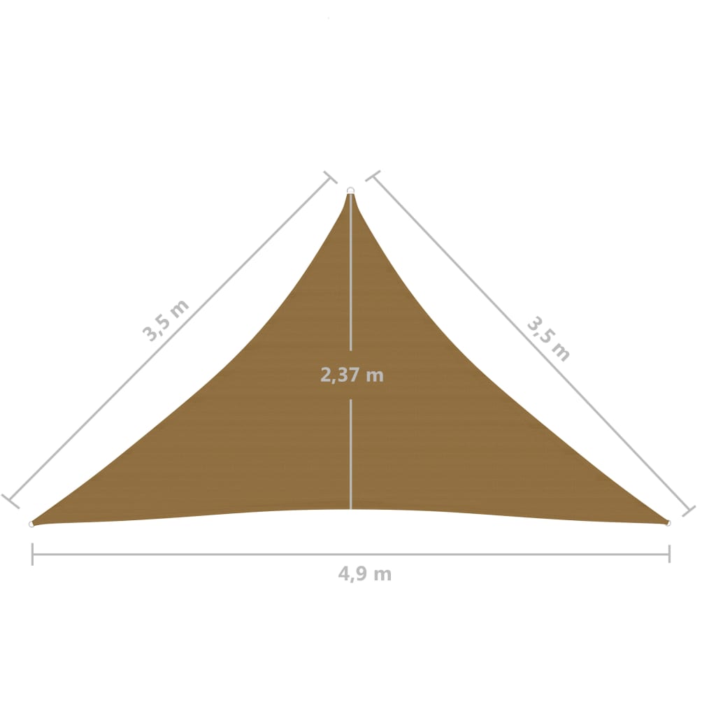 Pânză parasolar, gri taupe, 3,5x3,5x4,9 m, HDPE, 160 g/m²