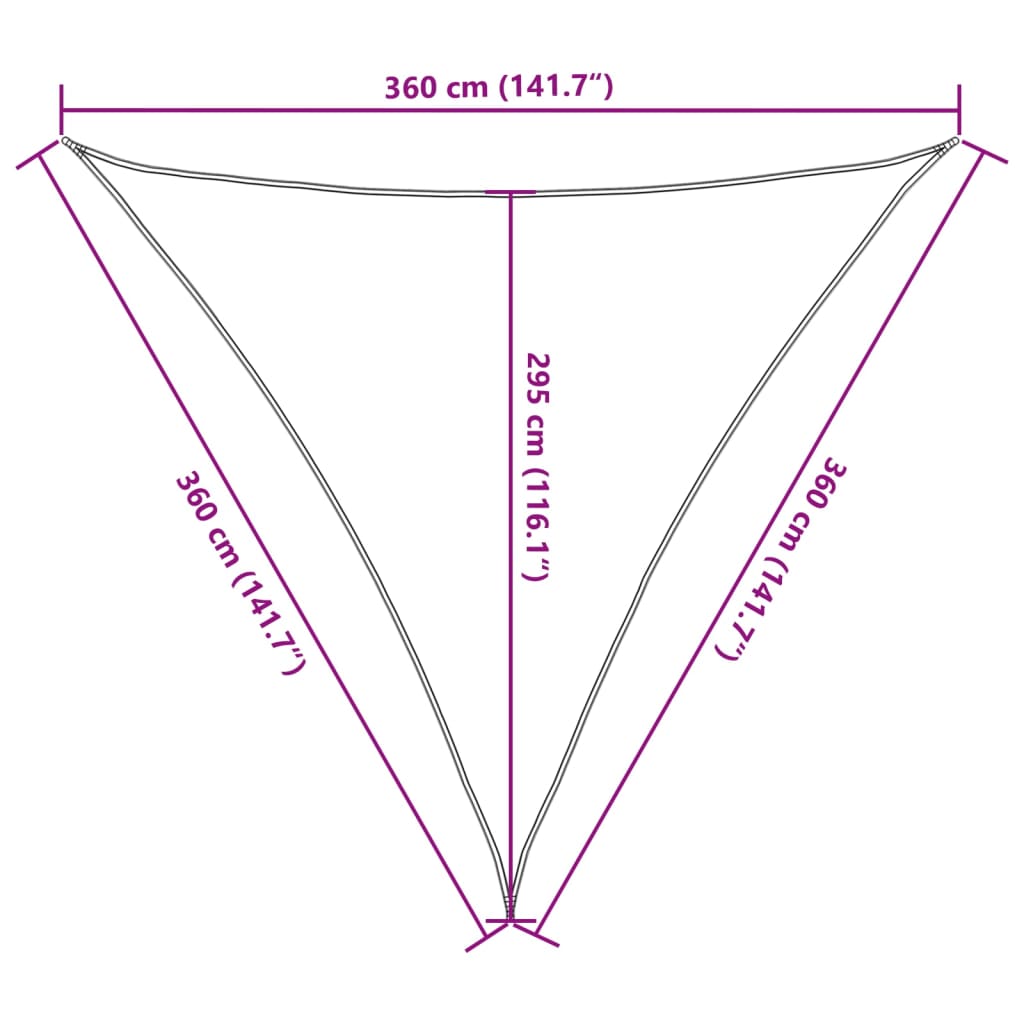 Pânză parasolar, verde închis, 3,6x3,6x3,6 m, HDPE, 160 g/m²