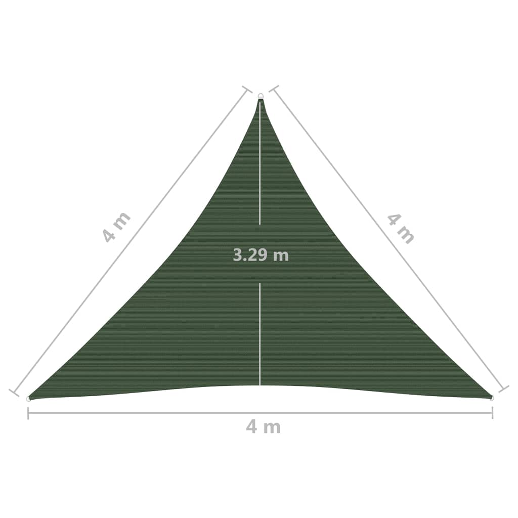 Pânză parasolar, verde închis, 4x4x4 m, HDPE, 160 g/m²