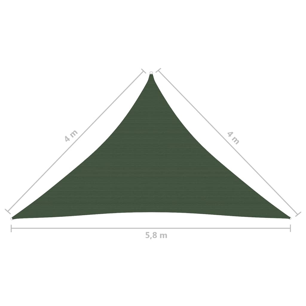 Pânză parasolar, verde închis, 4x4x5,8 m, HDPE, 160 g/m²