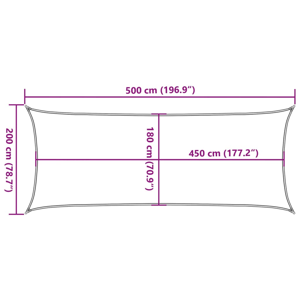 Pânză parasolar, portocaliu, 2x5 m, HDPE, 160 g/m²