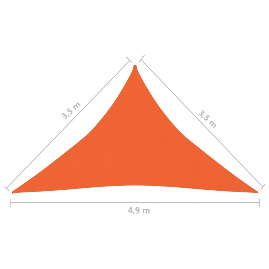 Pânză parasolar, portocaliu, 3,5x3,5x4,9 m, HDPE, 160 g/m²