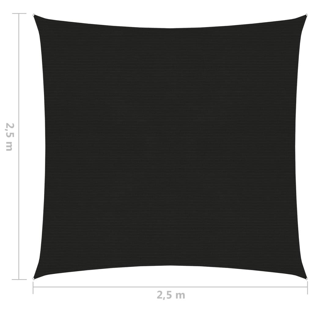 Pânză parasolar, negru, 2,5x2,5 m, HDPE, 160 g/m²