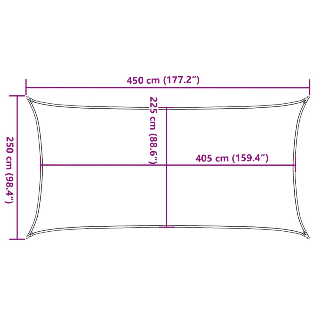 Pânză parasolar, negru, 2,5x4,5 m, HDPE, 160 g/m²