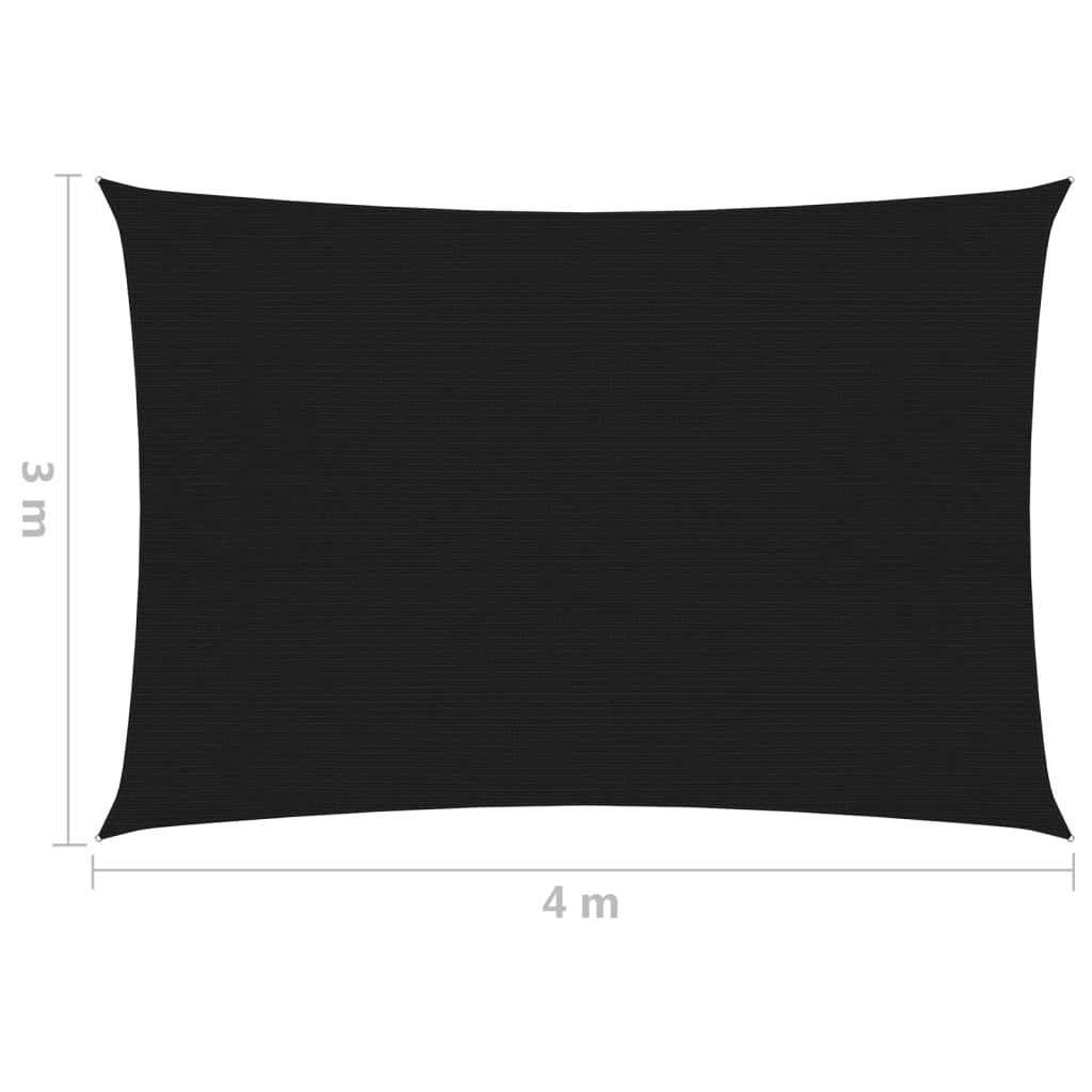 Pânză parasolar, negru, 3x4 m, HDPE, 160 g/m²