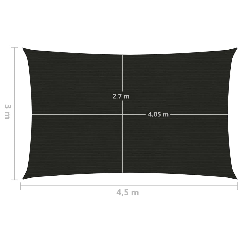 Pânză parasolar, negru, 3x4,5 m, HDPE, 160 g/m²