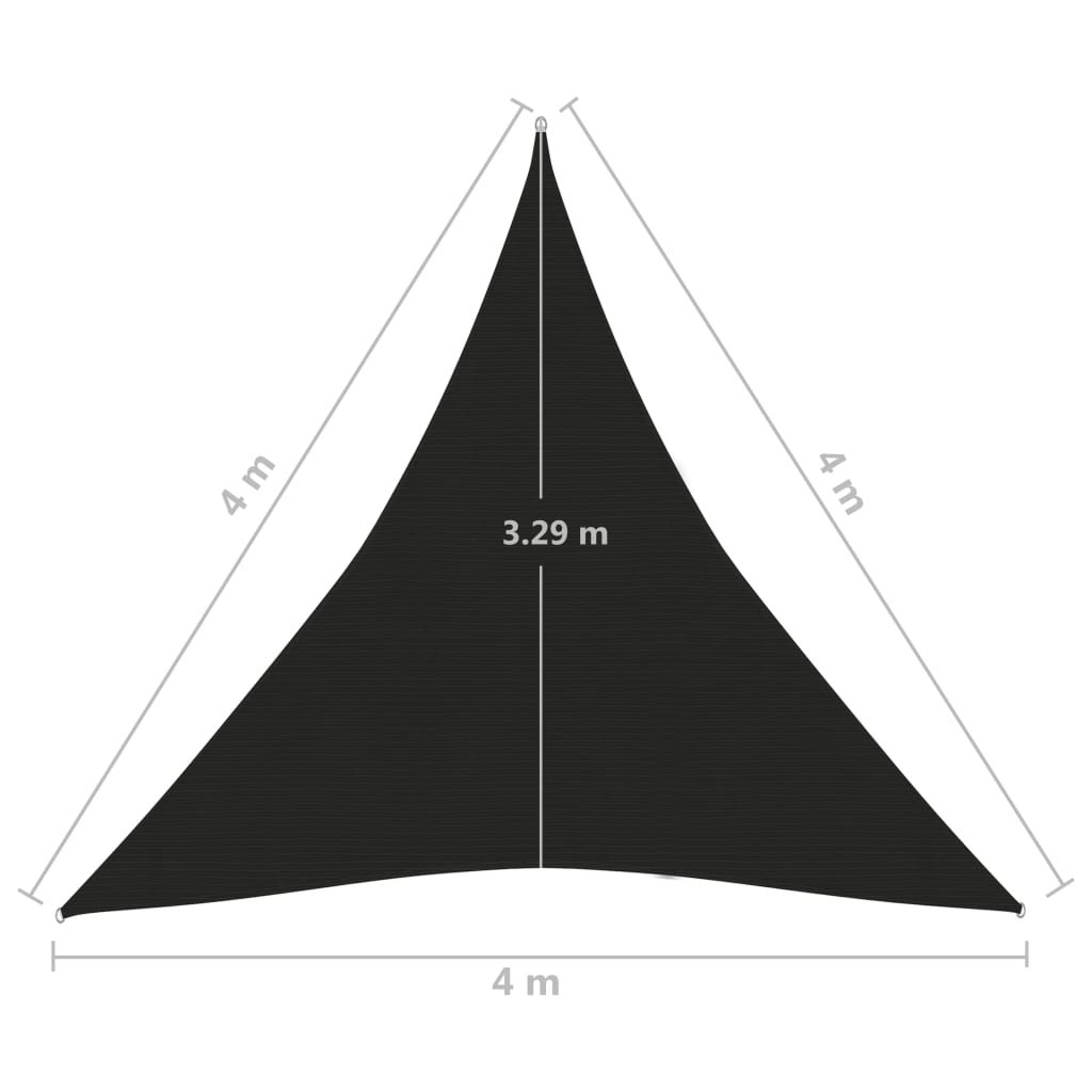 Pânză parasolar, negru, 4x4x4 m, HDPE, 160 g/m²