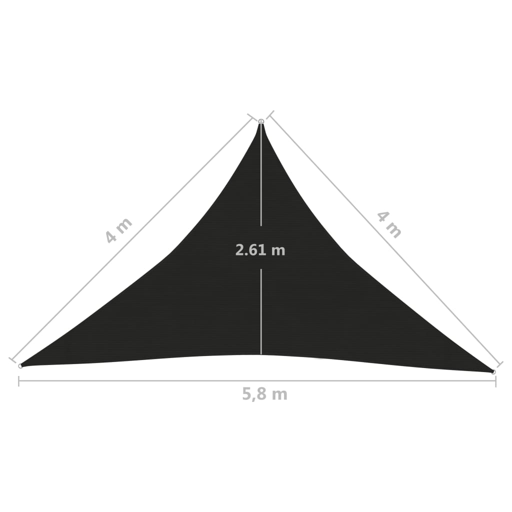 Pânză parasolar, negru, 4x4x5,8 m, HDPE, 160 g/m²