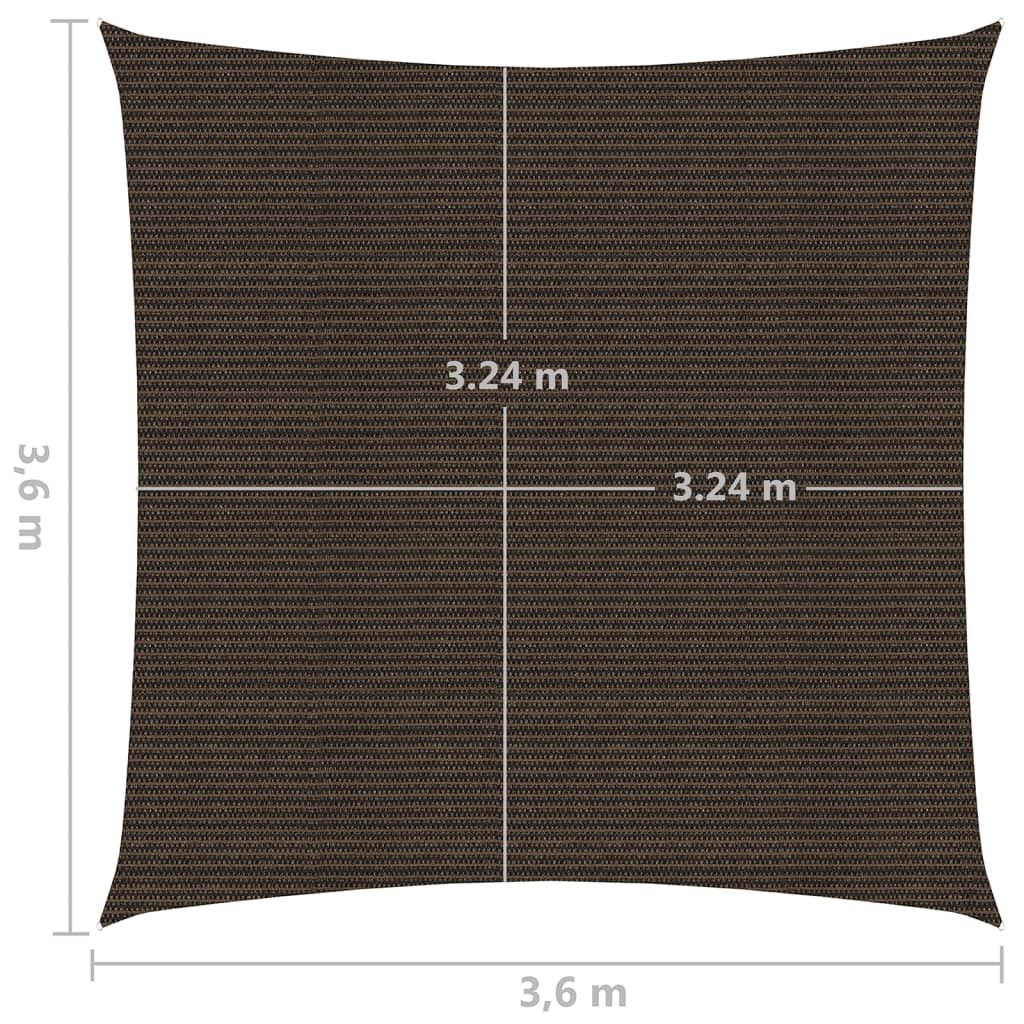 Pânză parasolar, maro, 3,6x3,6 m, HDPE, 160 g/m²