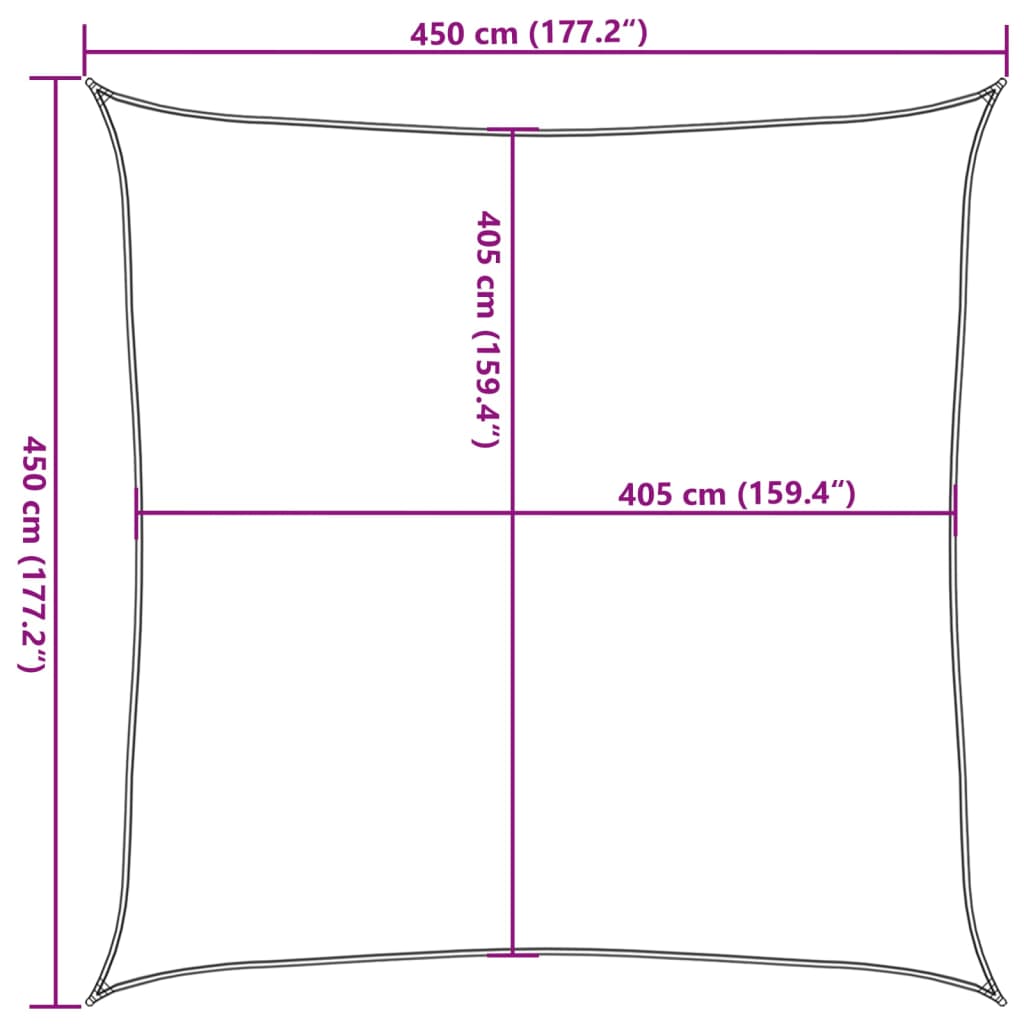 Pânză parasolar, maro, 4,5x4,5, m, HDPE, 160 g/m²