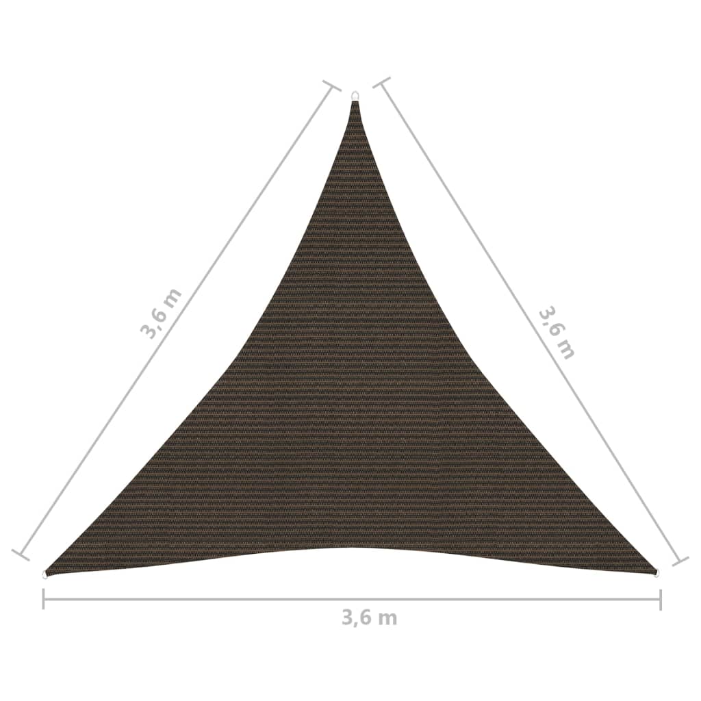 Pânză parasolar, maro, 3,6x3,6x3,6 m, HDPE, 160 g/m²