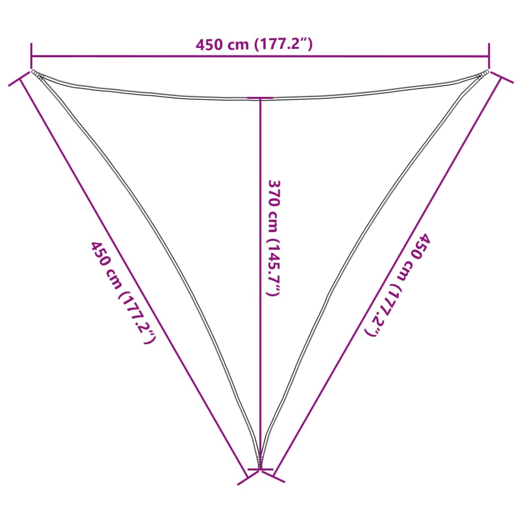 Pânză parasolar, maro, 4,5x4,5x4,5 m, HDPE, 160 g/m²