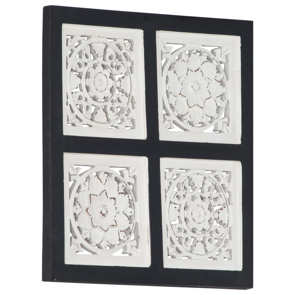 Panouri perete sculptate manual, negru/alb, 40x40x1,5 cm, MDF