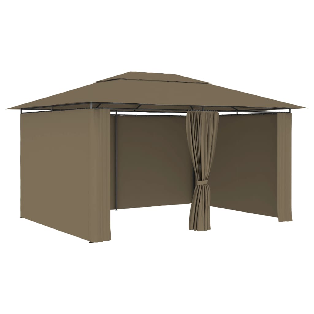 Pavilion de grădină cu perdele, gri taupe, 4 x 3 m, 180 g/m²