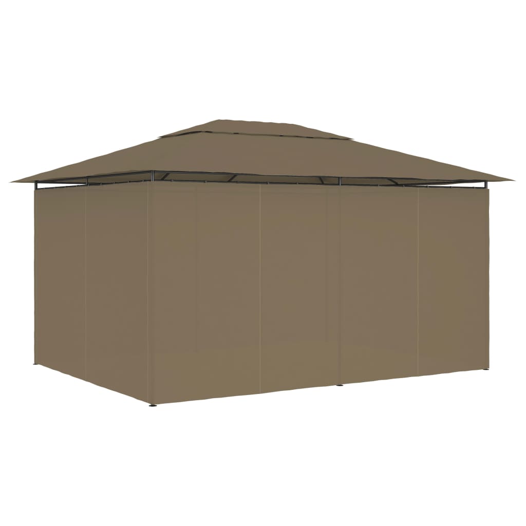 Pavilion de grădină cu perdele, gri taupe, 4 x 3 m, 180 g/m²